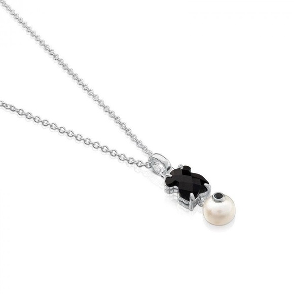 TOUS Black Onyx and Pearl Sterling Silver Necklace - Picture 2 of 7